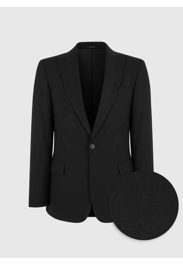 Pako Lorente - PAKO LORENTE – Czarna marynarka garniturowa. Kolor: czarny. Materiał: wiskoza, elastan, poliester. Wzór: gładki. Styl: młodzieżowy