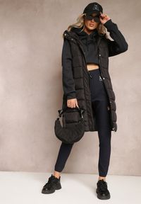 Renee - Granatowe Bojówki Spodnie z Bawełny Ozdobione Suwakiem i Kieszeniami z Gumką w Pasie Odivia. Stan: podwyższony. Kolor: niebieski. Materiał: bawełna. Wzór: aplikacja #4