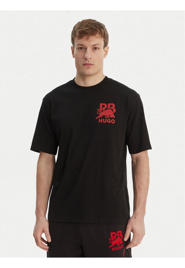 Hugo - HUGO T-Shirt Delel_RB 50564572 Czarny Relaxed Fit. Kolor: czarny. Materiał: bawełna