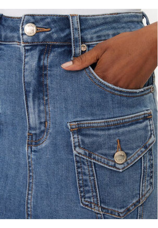 MET Spódnica jeansowa M10 182GN Niebieski Regular Fit. Kolor: niebieski. Materiał: bawełna