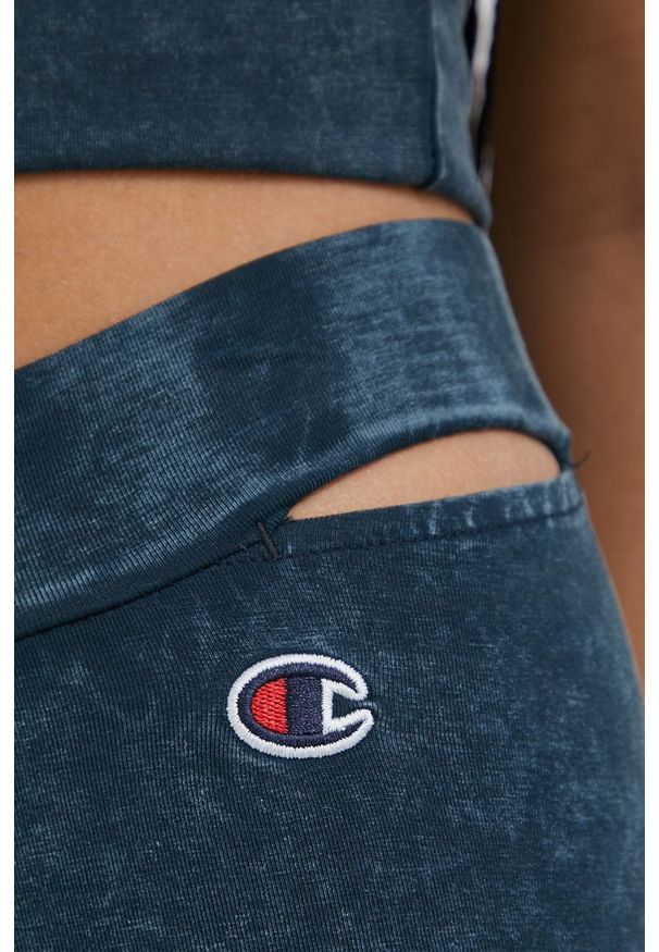 Champion legginsy damskie kolor granatowy gładkie. Kolor: niebieski. Materiał: dzianina. Wzór: gładki