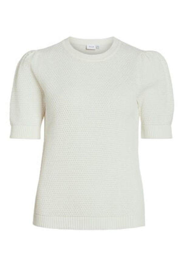 Vila Sweter Dalo 14084421 Biały Regular Fit. Kolor: biały. Materiał: bawełna