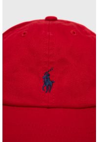 Polo Ralph Lauren czapka bawełniana dziecięca 320552489003 kolor czerwony gładka. Kolor: czerwony. Materiał: bawełna. Wzór: gładki #3