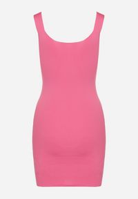 Born2be - Różowa Dopasowana Sukienka ze Sznurowaniem przy Dekolcie Tilawena. Okazja: na co dzień. Kolor: różowy. Typ sukienki: oversize. Styl: casual, elegancki #2