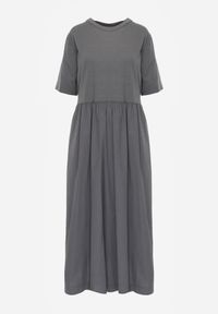 Born2be - Szara Rozkloszowana Sukienka o Luźnym Kroju z Bawełny z Kieszeniami Leucena. Okazja: do pracy, na co dzień. Kolor: szary. Materiał: bawełna. Sezon: lato. Typ sukienki: proste, rozkloszowane. Styl: elegancki, casual #3