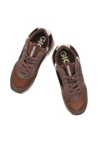 Hot Potatoes by Gioseppo - Brązowe Sneakersy Gioseppo Eleganckie Obuwie Damskie Na Koturnie. Okazja: na spacer, na co dzień. Zapięcie: sznurówki. Kolor: brązowy. Materiał: tkanina, materiał, zamsz. Obcas: na koturnie. Styl: elegancki #2