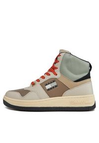 Tommy Jeans Sneakersy Tjm Basket Mid Leather EM0EM01258 Beżowy. Kolor: beżowy