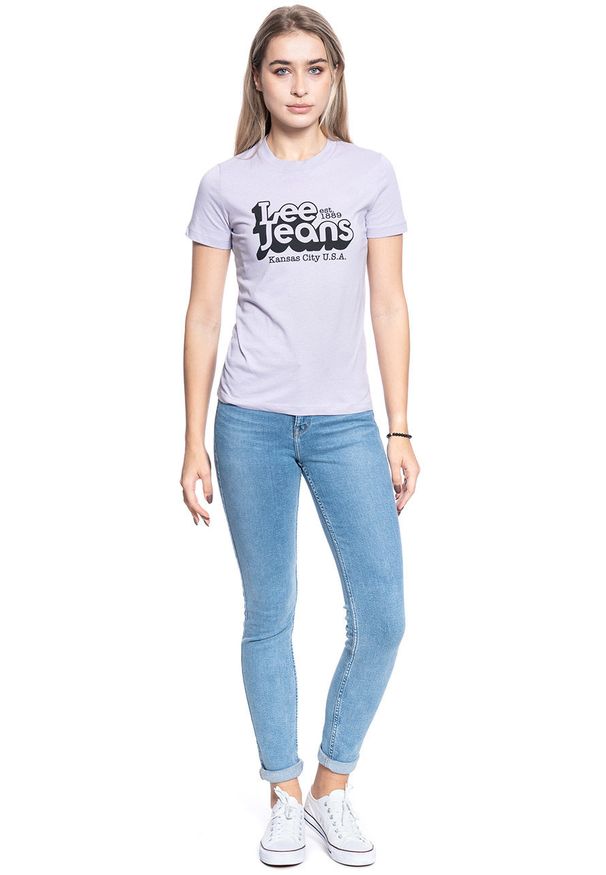 Lee - DAMSKI T-SHIRT LEE SLIM LOGO TEE LAVENDER DUSK L44CEPOA 112109806