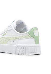 Puma - Dziecięce sneakersy Carina 2.0 PUMA White Green Illusion Pure. Zapięcie: sznurówki. Kolor: biały, zielony, wielokolorowy. Materiał: syntetyk, materiał. Szerokość cholewki: normalna. Sport: turystyka piesza