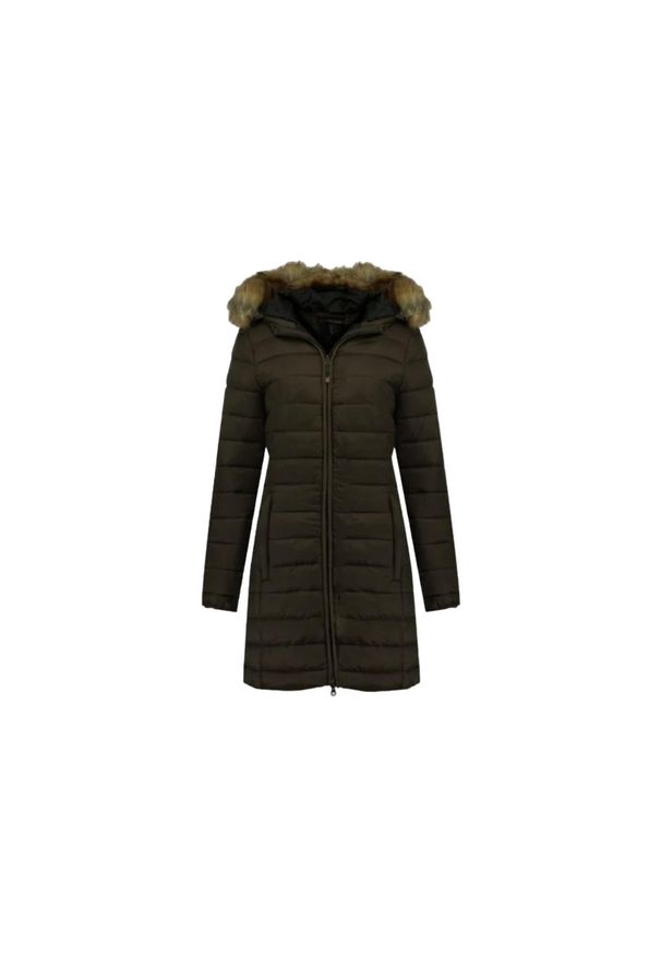 Kurtka turystyczna damska Geographical Norway Clara. Kolor: zielony. Materiał: poliamid. Długość: długie. Sezon: zima. Sport: turystyka piesza