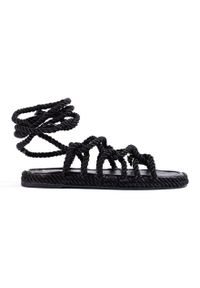 SHELOVET - Damskie plecione wiązane sandały Shelovet czarne. Kolor: czarny #4
