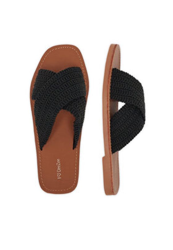 DeeZee Klapki E4736-1 Czarny. Kolor: czarny. Materiał: materiał