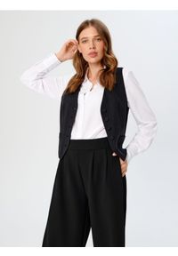 Sinsay - Spodnie wide leg - czarny. Kolor: czarny. Materiał: materiał, włókno