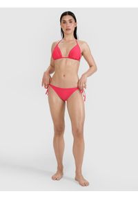 4f - Dół od bikini damski - różowy. Kolor: różowy. Materiał: syntetyk, elastan, materiał