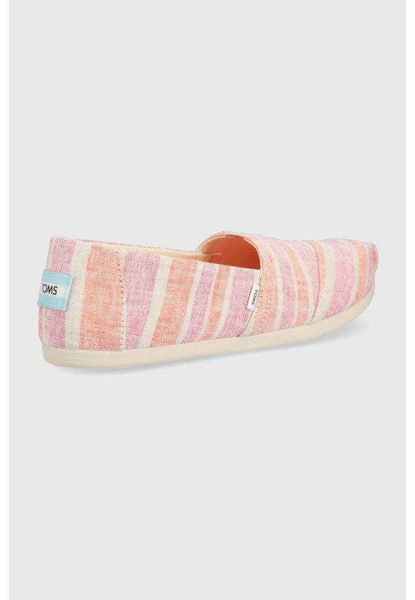 Toms espadryle Alpargata kolor różowy. Nosek buta: okrągły. Kolor: różowy. Materiał: guma, materiał
