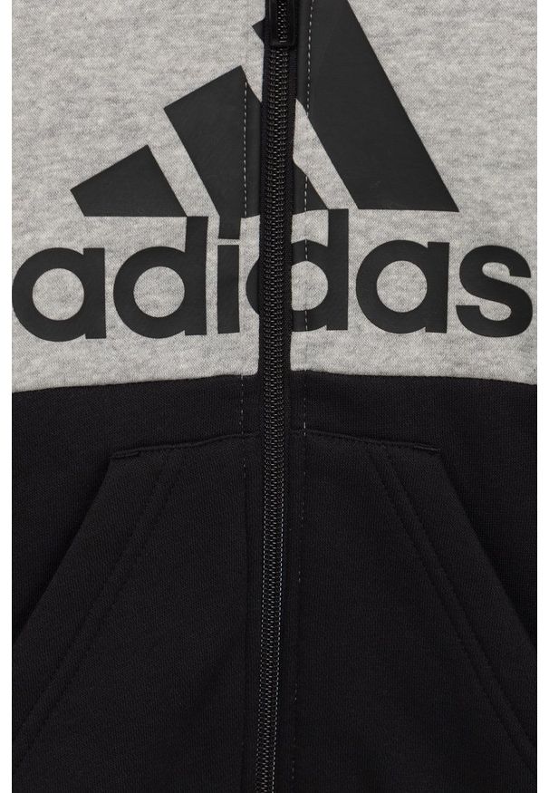 adidas Performance bluza dziecięca HC5653 kolor czarny z kapturem wzorzysta. Okazja: na co dzień. Typ kołnierza: kaptur. Kolor: czarny. Materiał: bawełna. Styl: casual
