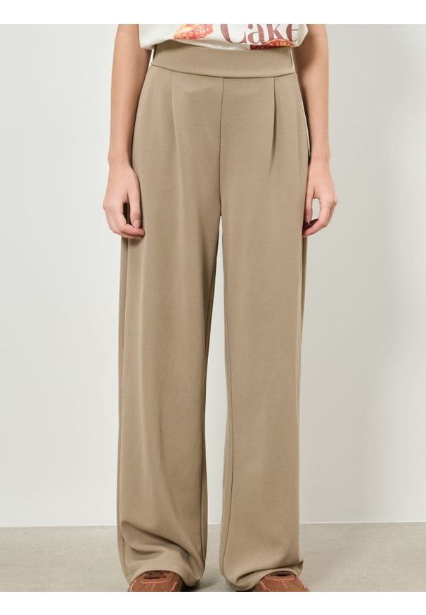 Sinsay - Spodnie wide leg - brązowy. Kolor: brązowy