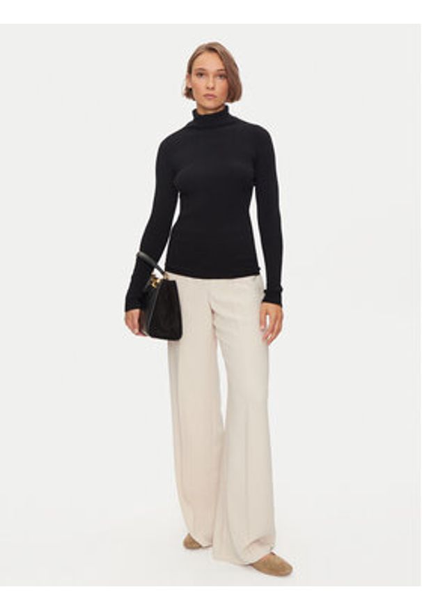 Kontatto Golf 3M0117 Czarny Slim Fit. Typ kołnierza: golf. Kolor: czarny. Materiał: syntetyk