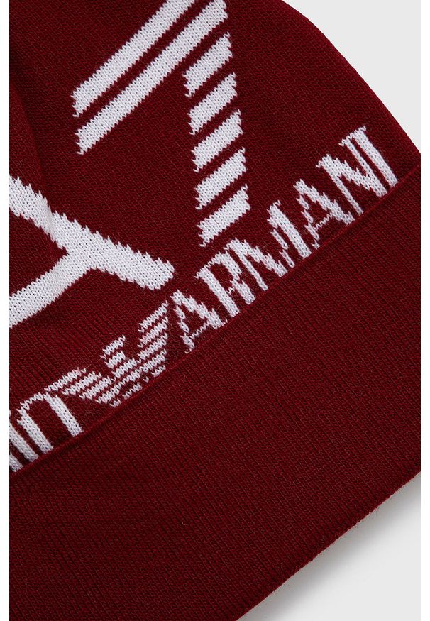 EA7 Emporio Armani Czapka kolor czerwony z cienkiej dzianiny. Kolor: czerwony. Materiał: dzianina