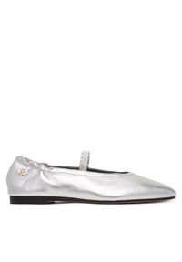 TOMMY HILFIGER - Tommy Hilfiger Baleriny Silver Lth Ellastic Ballerina FW0FW09466 Srebrny. Kolor: srebrny. Materiał: skóra #1