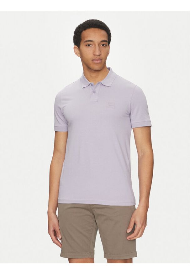BOSS Polo Passenger 50507803 Fioletowy Slim Fit. Typ kołnierza: polo. Kolor: fioletowy. Materiał: bawełna