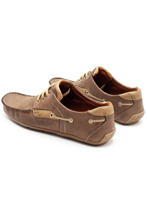 KENT Buty męskie mokasyny 208 brązowe. Okazja: na co dzień. Kolor: brązowy. Materiał: jeans, skóra. Sezon: lato. Styl: klasyczny, casual