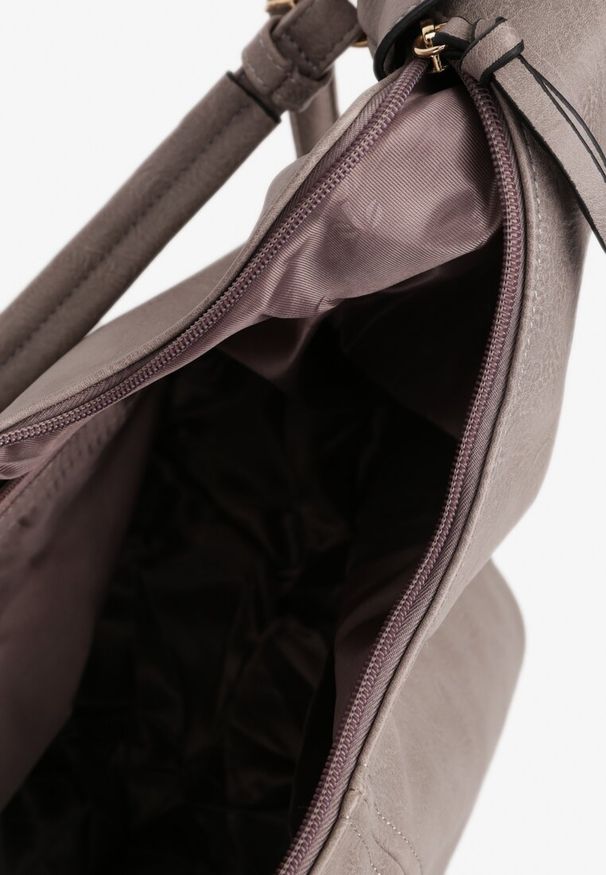 Renee - Szara Torebka Hobo na Ramię z Frędzlami Evadoria. Kolor: szary. Dodatki: z frędzlami. Styl: elegancki, casual. Rodzaj torebki: na ramię