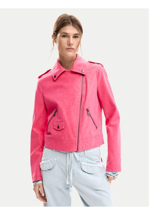 Desigual Kurtka z imitacji skóry Lolly 26SWEW06 Różowy Regular Fit. Kolor: różowy. Materiał: skóra