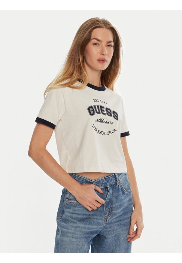 Guess T-Shirt V4BI08 K8FQ4 Biały Boxy Fit. Kolor: biały. Materiał: bawełna