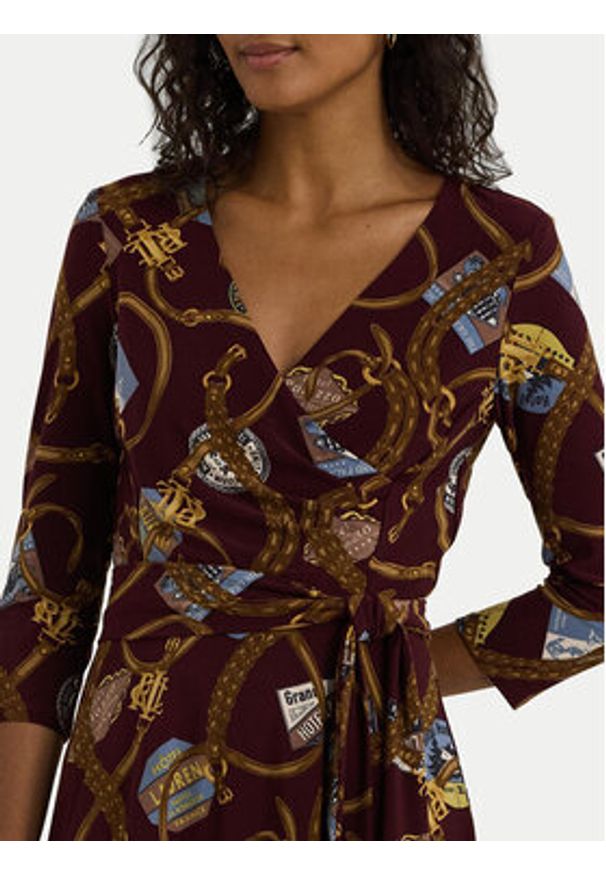 Lauren Ralph Lauren - LAUREN RALPH LAUREN Sukienka codzienna 250951440001 Bordowy Slim Fit. Okazja: na co dzień. Kolor: czerwony. Materiał: syntetyk. Typ sukienki: proste. Styl: casual