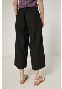 medicine - Medicine spodnie lniane damskie kolor czarny szerokie high waist. Stan: podwyższony. Kolor: czarny. Materiał: len #4