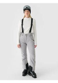 4f - 4F Spodnie narciarskie membrana 5000 damskie - szare S. Kolor: szary. Materiał: poliester, dzianina, materiał, tkanina. Wzór: gładki. Sezon: zima. Sport: narciarstwo #1