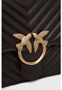 Pinko torebka skórzana kolor brązowy. Kolor: brązowy. Materiał: skórzane. Rodzaj torebki: na ramię #3