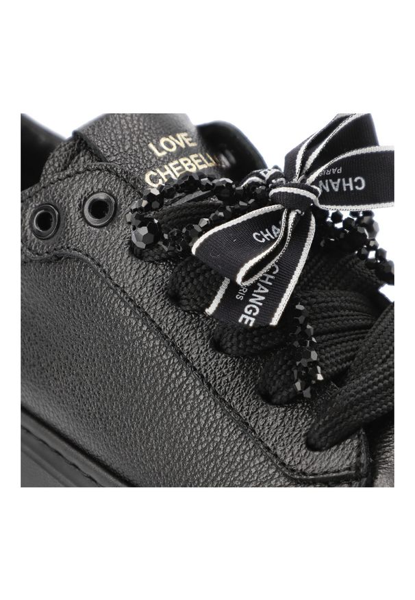 CheBello - Czarne Sneakersy Chebello Skórzane Obuwie Damskie. Okazja: na co dzień. Zapięcie: sznurówki. Kolor: czarny. Materiał: skóra. Wzór: jednolity. Obcas: na platformie. Styl: casual, klasyczny, elegancki