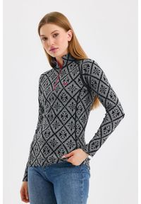 WOOLONA - Damska Koszulka Termoaktywna 100% Wełna Merino (230 g/m²) Venus Woolona. Kolor: czarny. Materiał: wełna. Sport: turystyka piesza