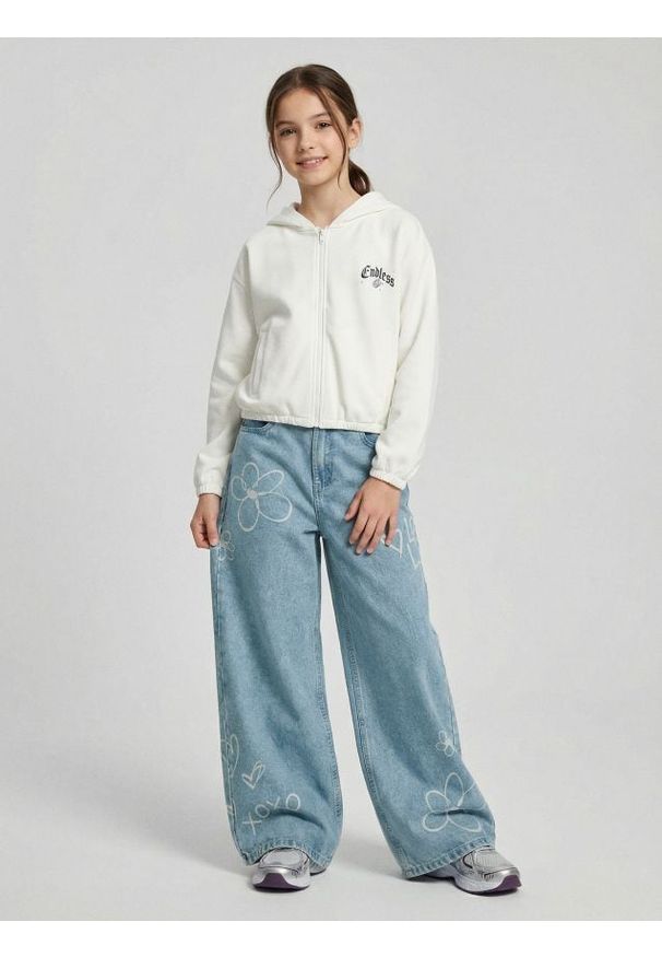 Sinsay - Jeansy wide leg z efektem sprania - Inny