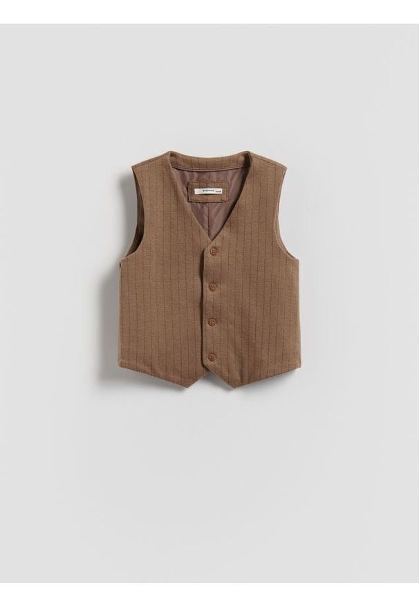Reserved - Dzianinowa kamizelka - brązowy. Kolor: brązowy. Materiał: dzianina