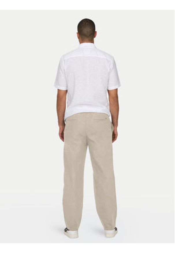 Only & Sons Spodnie materiałowe Sinus 22028267 Beżowy Loose Fit. Kolor: beżowy. Materiał: bawełna