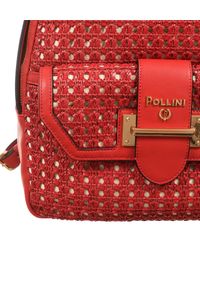 Pollini - POLLINI - Czerwony plecak z logo. Kolor: czerwony. Wzór: aplikacja