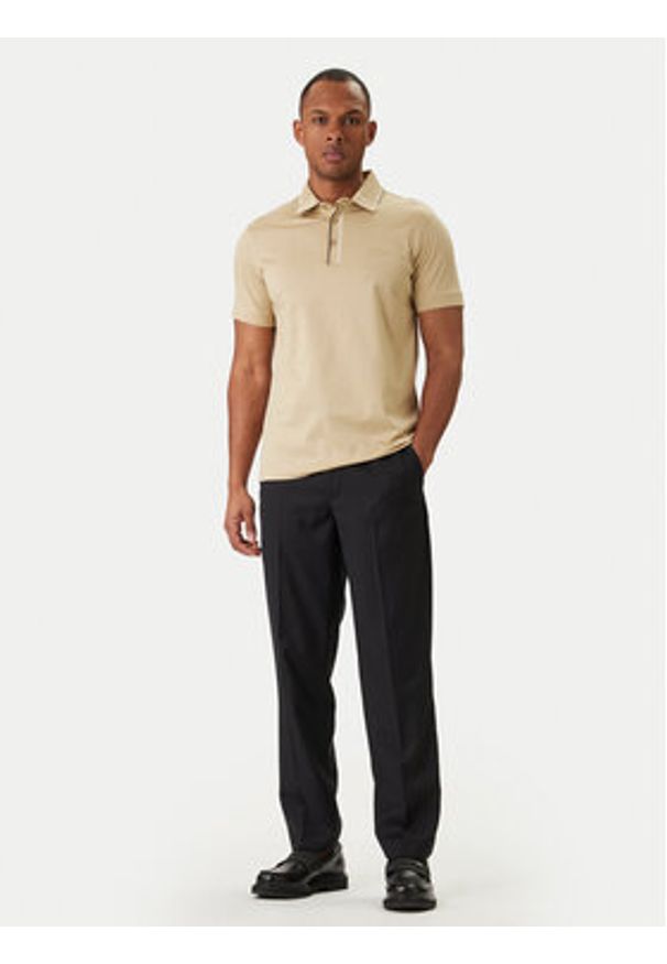 Karl Lagerfeld - KARL LAGERFELD Polo 745002 562200 Beżowy Regular Fit. Typ kołnierza: polo. Kolor: beżowy. Materiał: bawełna
