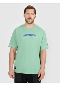 4f - 4F T-shirt loose z nadrukiem męski - miętowy M. Okazja: na co dzień. Kolor: turkusowy. Materiał: materiał. Wzór: nadruk. Styl: casual, klasyczny #1