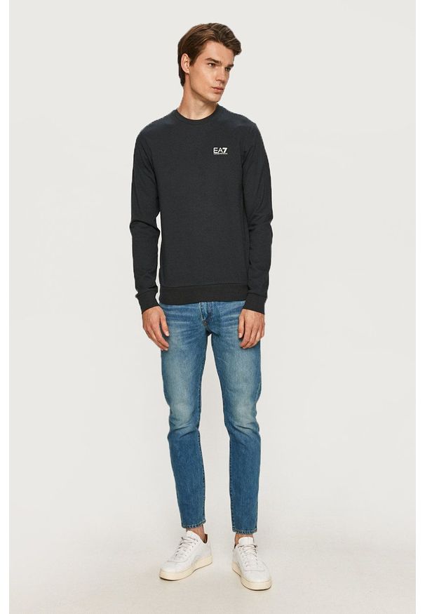 EA7 Emporio Armani Bluza męska kolor granatowy gładka. Okazja: na co dzień. Kolor: niebieski. Wzór: gładki. Styl: casual