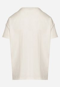 Born2be - Beżowy Klasyczny T-shirt Oversize z Bawełny Zivassa. Okazja: na co dzień. Kolor: beżowy. Materiał: bawełna. Styl: klasyczny #6