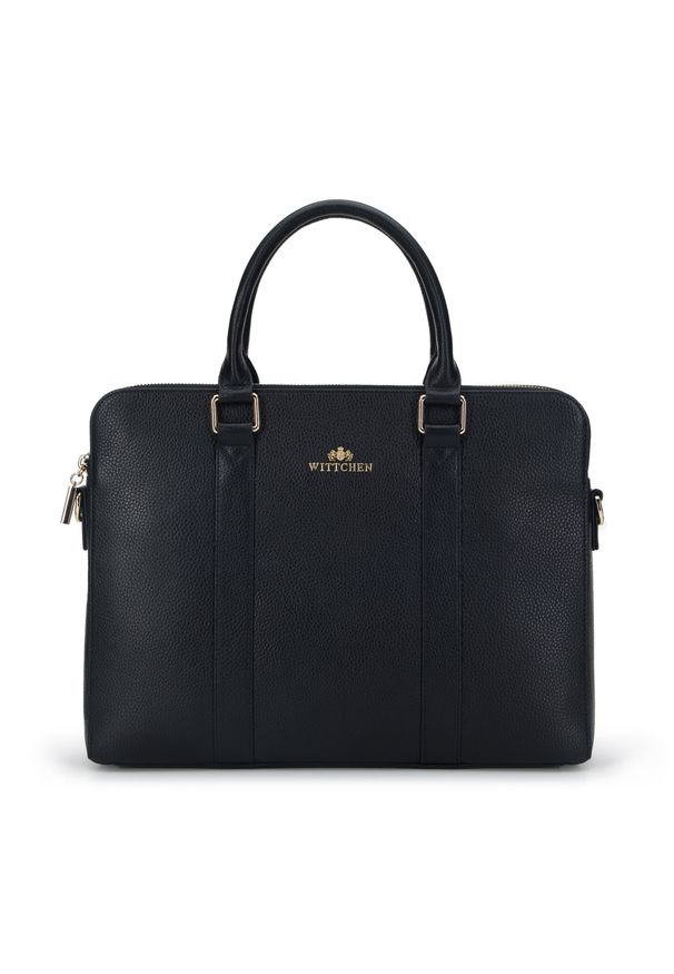 Wittchen - Damska torba na laptopa 13’’ skórzana klasyczna. Kolor: czarny. Materiał: skóra. Wzór: haft, aplikacja. Styl: klasyczny