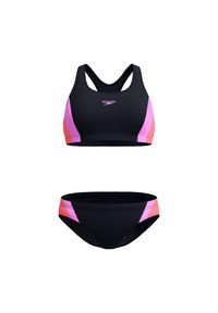 Strój kąpielowy damski dwuczęściowy Speedo Colourblock Splice 2.0. Kolor: fioletowy, czarny, wielokolorowy