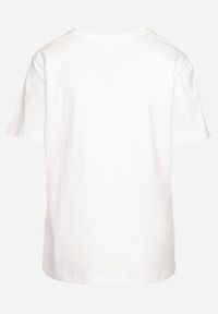 Born2be - Biały Bawełniany T-shirt Ozdobiony Cyrkoniami Jolinea. Okazja: do pracy, na spotkanie biznesowe, na co dzień. Kolor: biały. Materiał: bawełna. Wzór: aplikacja. Styl: casual, elegancki, klasyczny, glamour, biznesowy