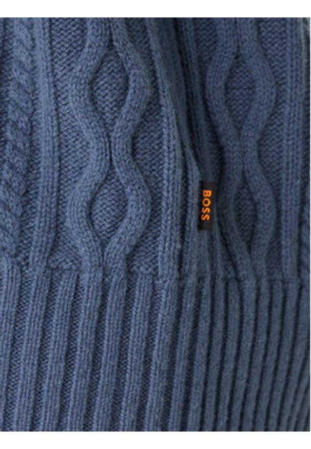 BOSS Sweter Kableto 50548689 Granatowy Regular Fit. Kolor: niebieski. Materiał: wełna