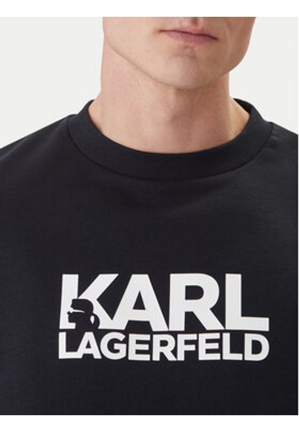 Karl Lagerfeld - KARL LAGERFELD Bluza 705780 562917 Granatowy Regular Fit. Typ kołnierza: dekolt w karo. Kolor: niebieski. Materiał: bawełna
