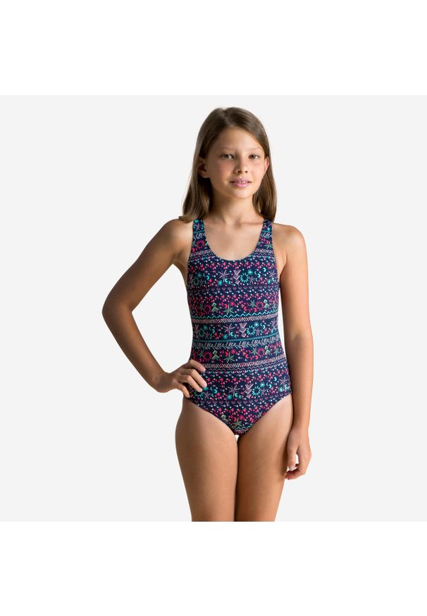 NABAIJI - Strój jednoczęściowy pływacki dla dzieci Nabaiji Basic Luna. Kolor: wielokolorowy, niebieski, różowy, zielony. Materiał: poliester, materiał, elastan