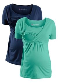 Shirt ciążowy i do karmienia (2 szt.) bonprix ciemnoniebiesko-niebieski mentolowy. Kolekcja: moda ciążowa. Kolor: niebieski #1